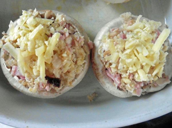 Stuffed  Portobella or Field or Open Cap Mushrooms 1, With Cheese And Bacon 