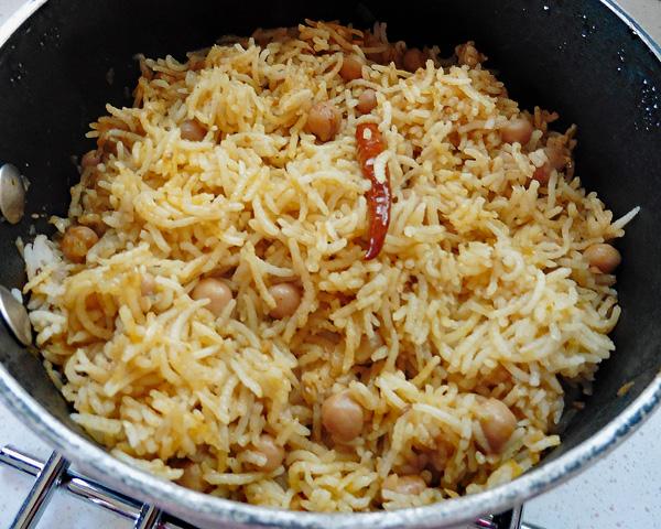 Chickpea Biryani Pulao/Pilaf Rice From Leftover Chickpea Curry