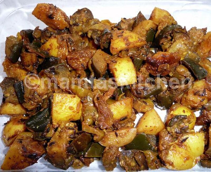 Aubergine and Potato Dry Curry - picture