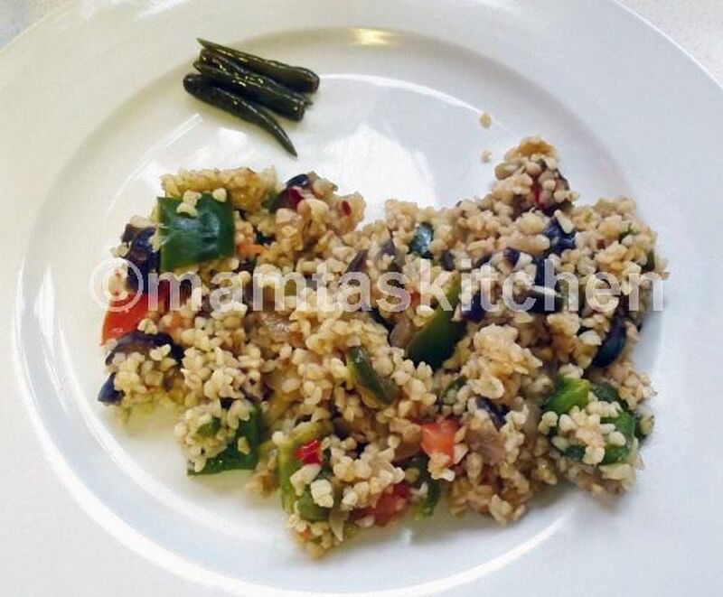 Bulgur Wheat Pilaf with Aubergine and Capsicum Pepper - picture