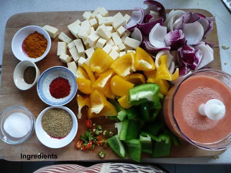 Green (Bell) Pepper and Paneer (Indian Cheese) Dry Curry - picture