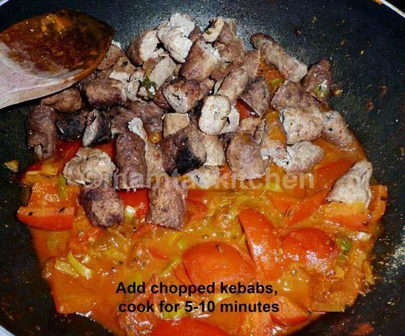 Kebab Jalfrezi Curry Made From Leftover Sheek Kebabs - picture