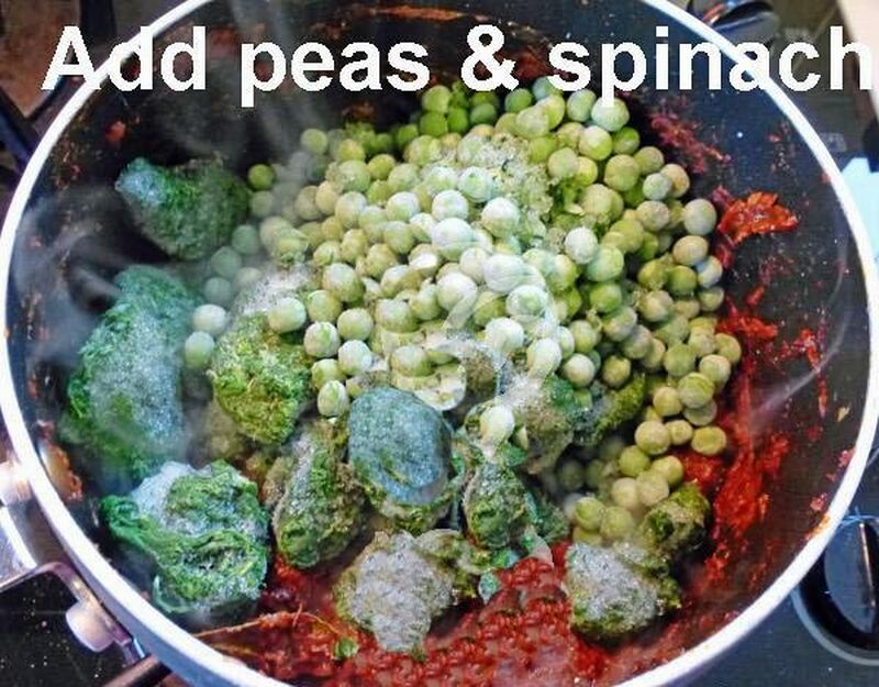 Peas, Spinach and Paneer (Indian Cheese) Curry - picture