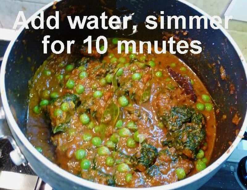 Peas, Spinach and Paneer (Indian Cheese) Curry - picture