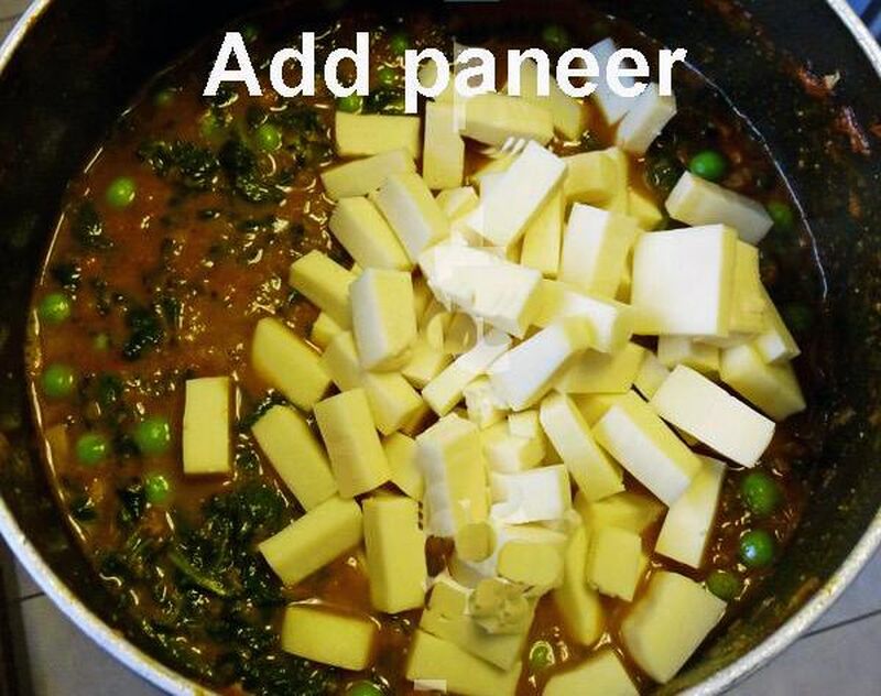 Peas, Spinach and Paneer (Indian Cheese) Curry - picture
