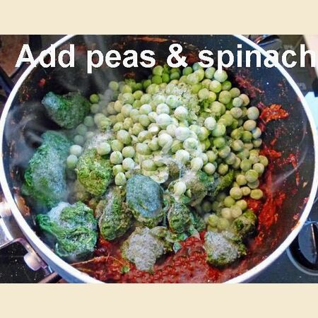Peas, Spinach and Paneer (Indian Cheese) Curry