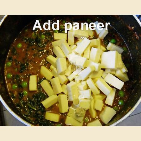 Peas, Spinach and Paneer (Indian Cheese) Curry