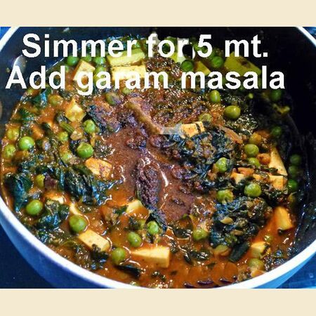 Peas, Spinach and Paneer (Indian Cheese) Curry