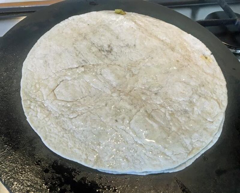 Paratha (Indian Flatbread) made from Leftover Chapatis and Dry Vegetable Curry - picture