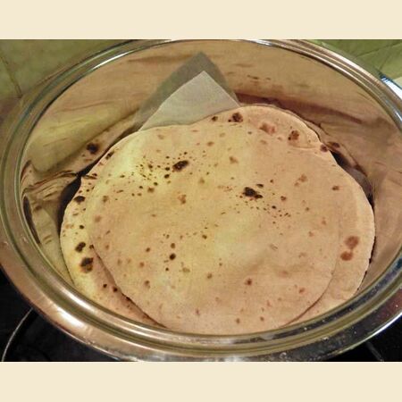Chapati, Roti or Phulka (Indian Flatbread)  Cooked on a Tava or Pan