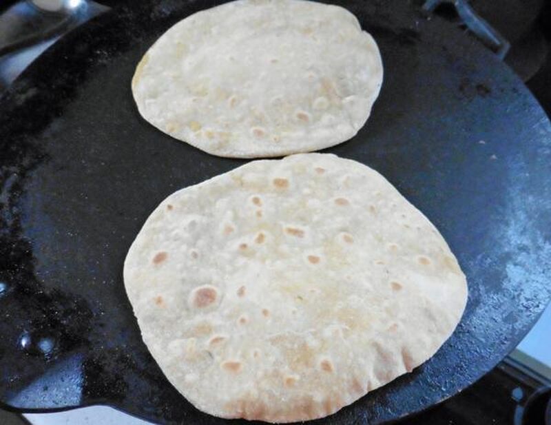 Chapati, Roti or Phulka (Indian Flatbread)  Cooked on a Tava or Pan - picture