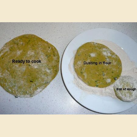 Yellow Chapati, Roti or Phulka (Indian Flatbread) with Turmeric and Fenugreek Leaves