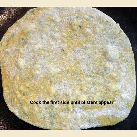 Yellow Chapati, Roti or Phulka (Indian Flatbread) with Turmeric and Fenugreek Leaves