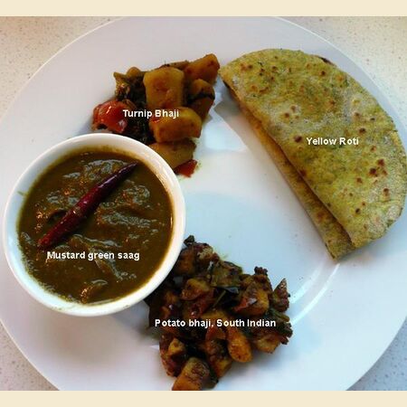 Yellow Chapati, Roti or Phulka (Indian Flatbread) with Turmeric and Fenugreek Leaves